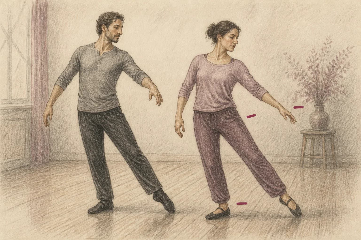 Illustrazione di una principiante che aggiunge prima il peso, poi il passo e infine le braccia a una sequenza