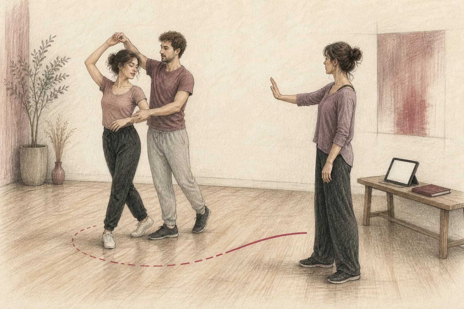 Illustrazione di una coppia che confronta feedback dal vivo, video personalizzato e tutorial registrato