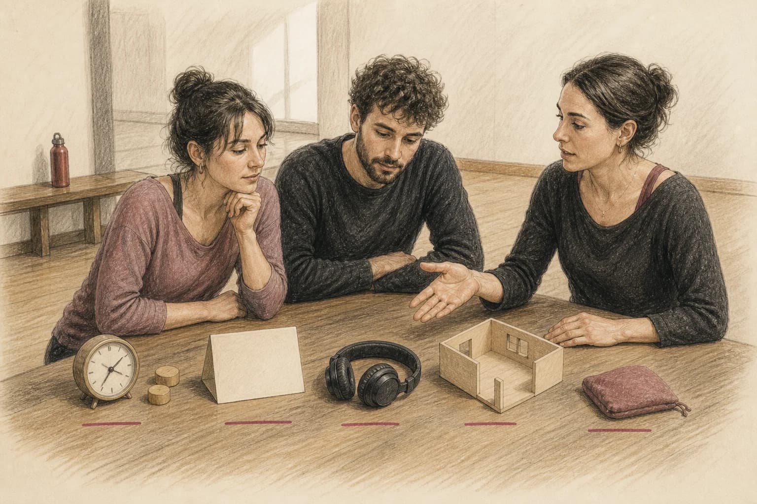 Illustrazione di una coppia che scompone un preventivo in lezioni, durata, musica e servizi