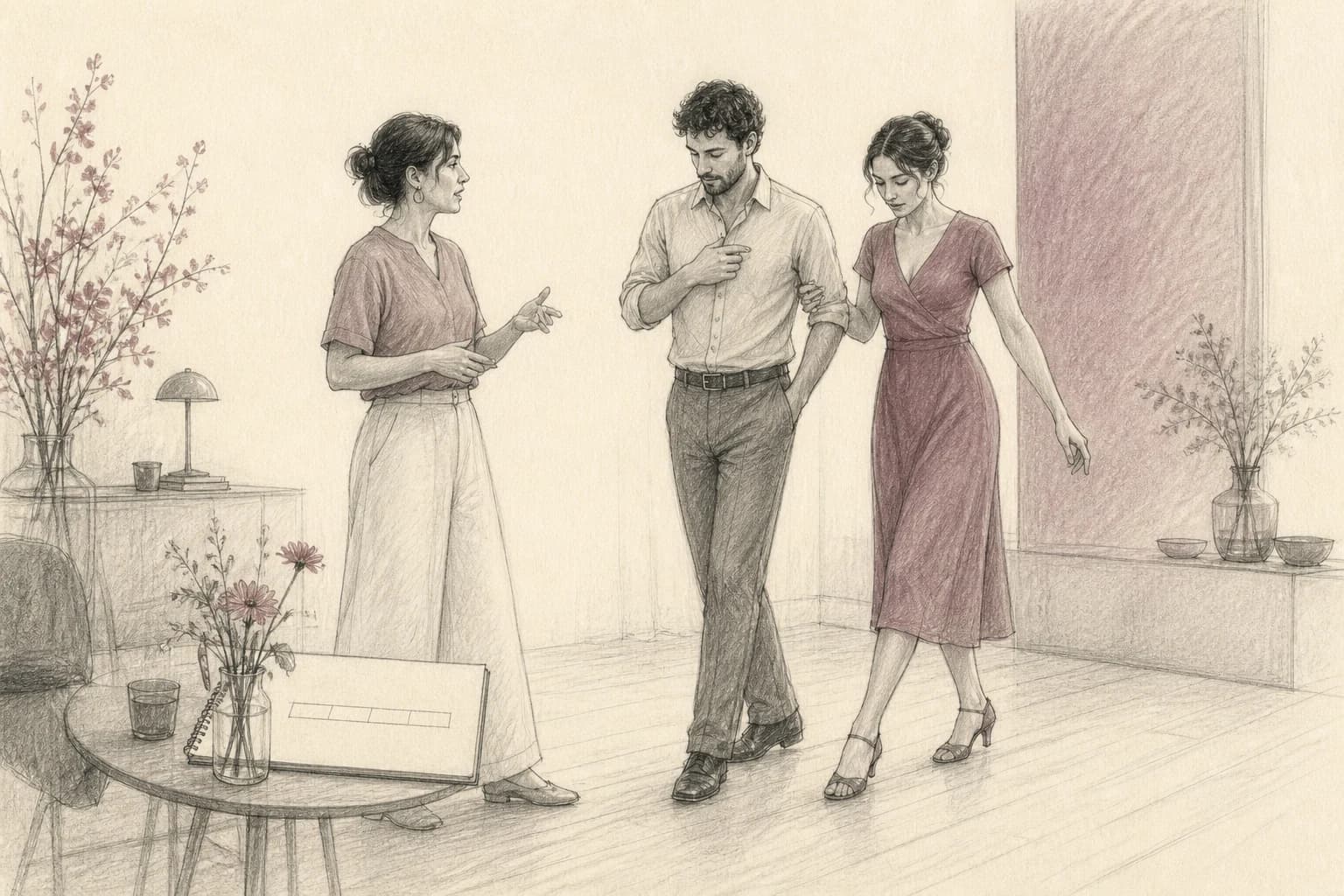 Illustrazione di tre ascolti della stessa canzone: pulsazione, struttura e prova in coppia