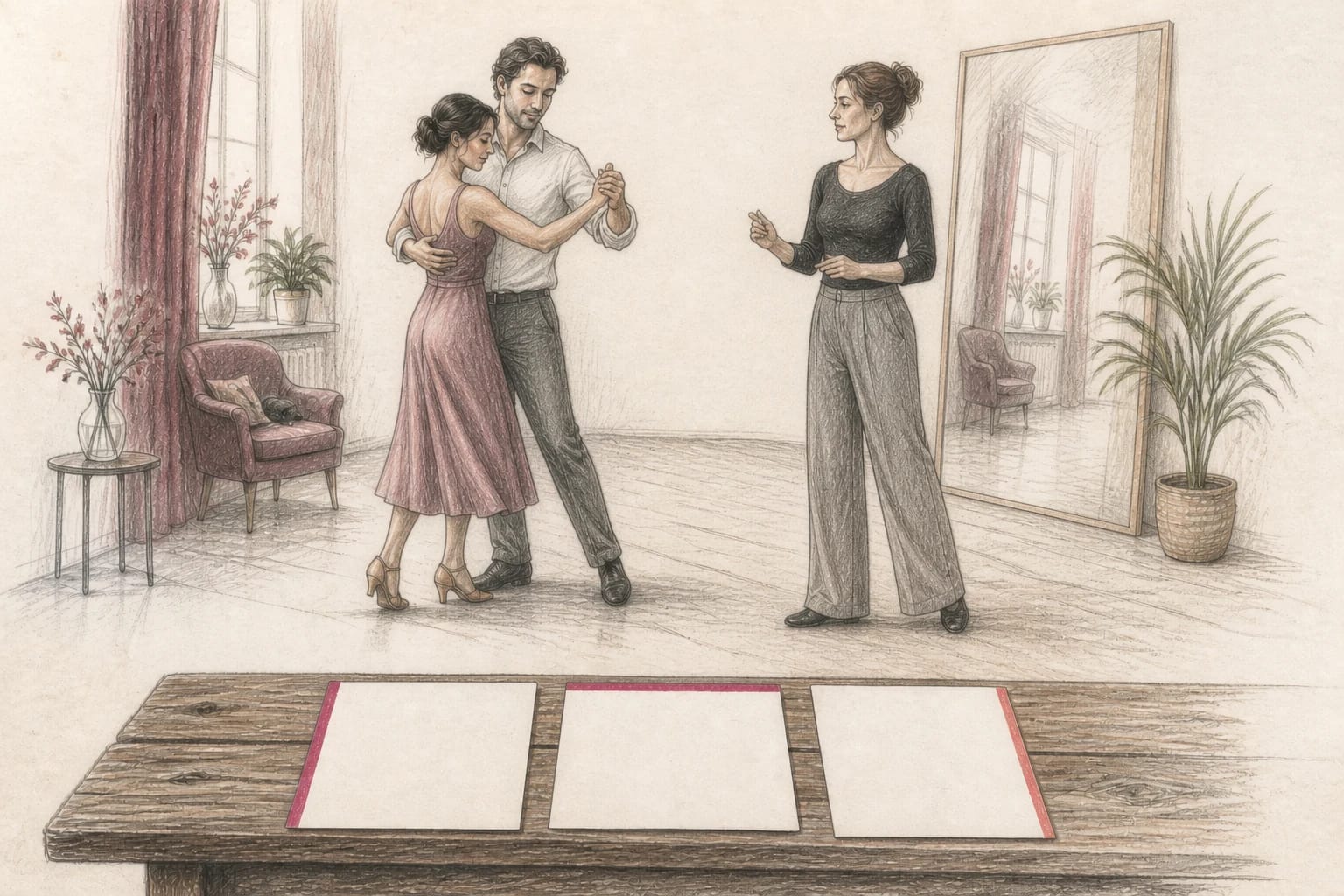 Illustrazione di schede musicali ordinate per stile del primo ballo