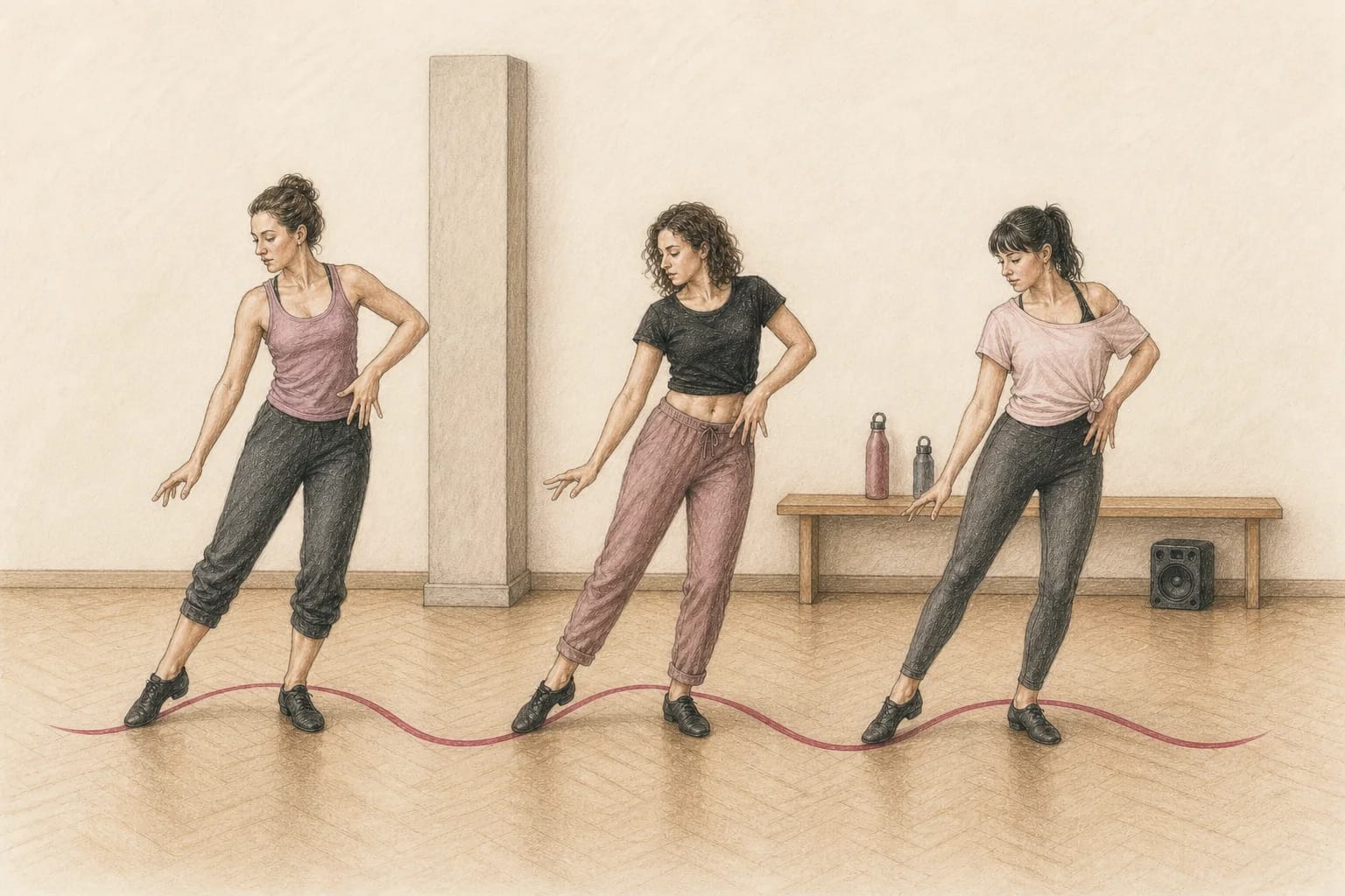 Illustrazione di una lezione Latin Solo con movimenti individuali