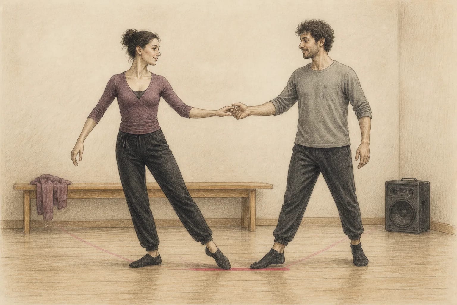 Illustrazione di due partner che trovano lo stesso ritmo nonostante livelli diversi
