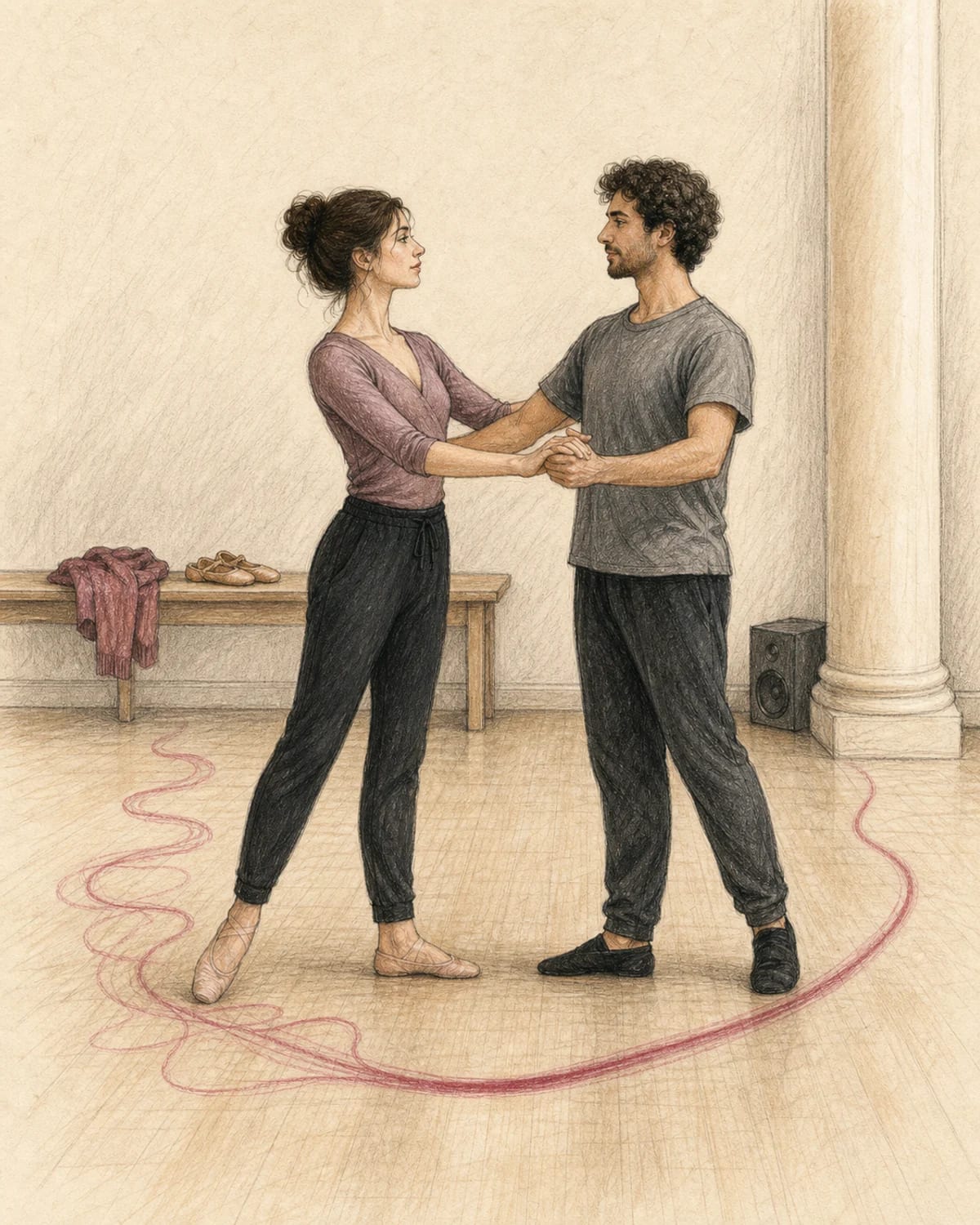 Illustrazione di una coppia con diversa esperienza che costruisce un primo ballo comune