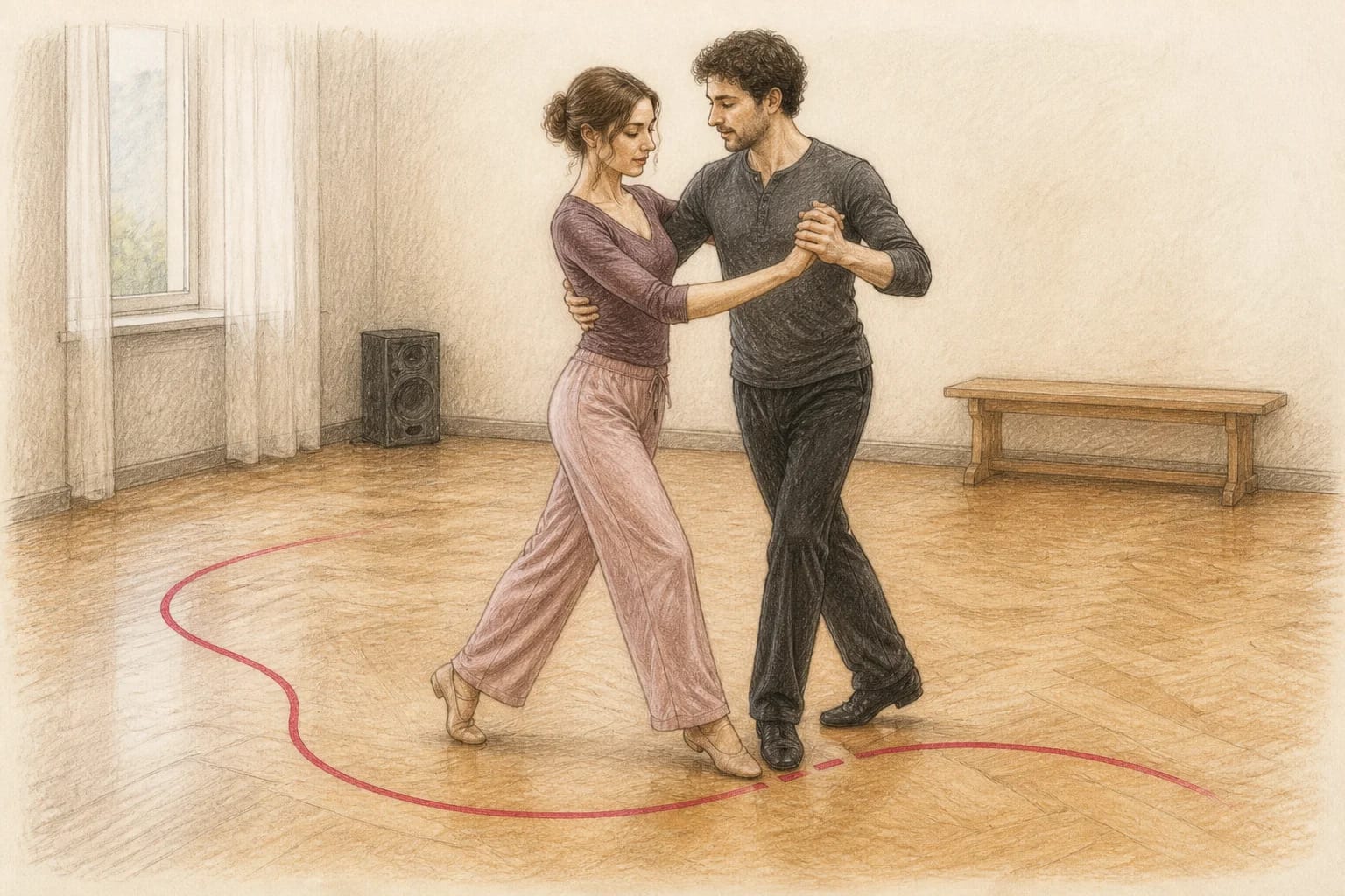 Illustrazione di una coppia che sceglie quanto strutturare il primo ballo