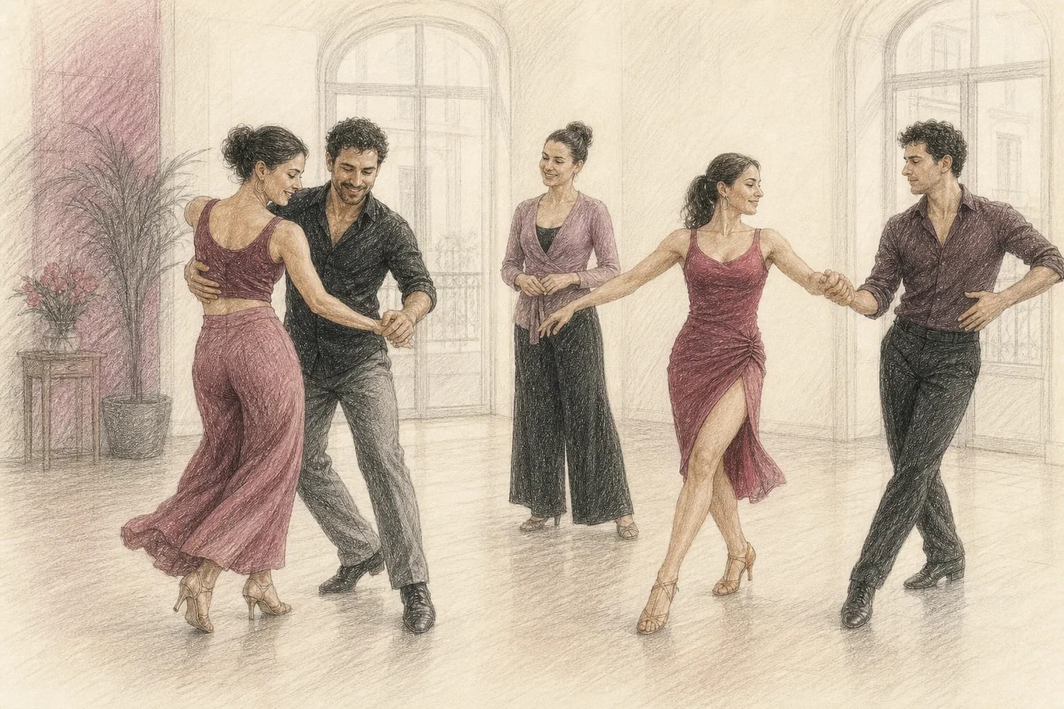 Illustrazione di un confronto tra Salsa Cubana circolare e Salsa Portoricana in linea
