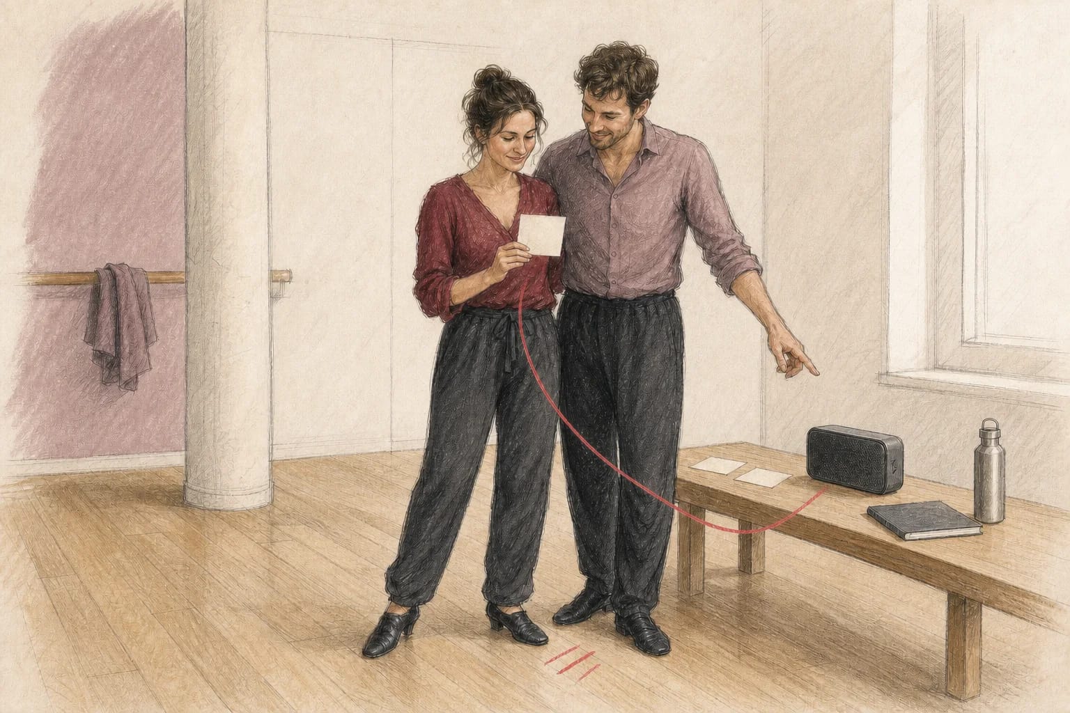 Illustrazione di una coppia che sceglie la versione musicale del primo ballo