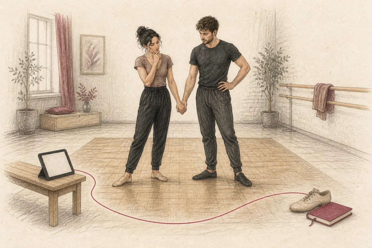 Illustrazione di una coppia davanti a tre modalità per imparare il primo ballo