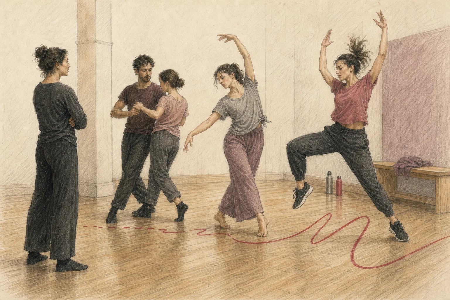 Illustrazione di una lezione con movimenti di intensità crescente